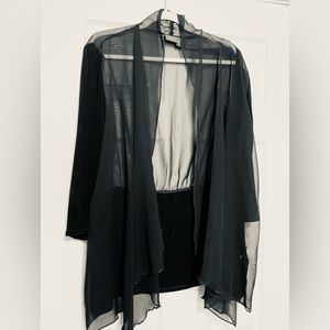 Chico’s Traveler’s Sheer Black Shawl Jacket X-Large (3) full coverage sleeves